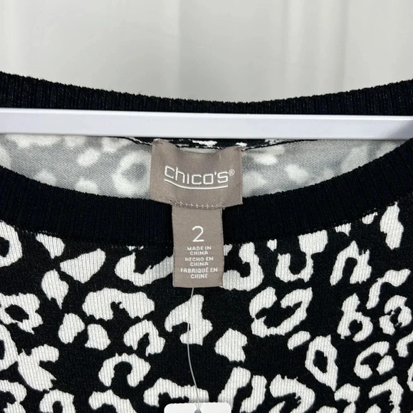 Chico’s New Graphic Leopard Boat-Neck Pullover Sweater - Picture 3 of 5